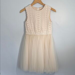 Tadashi Shoji Cream Lace Girls/Kids Dress